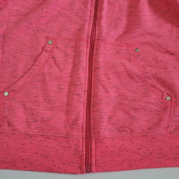 Made for Life Full Zip Sweatshirt Hooded Drawstring Women Large Hot Pink Heather - Picture 8 of 10